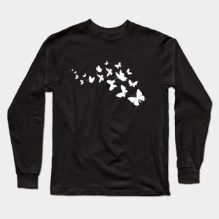 Butterfly Pattern White Long Sleeve T-Shirt